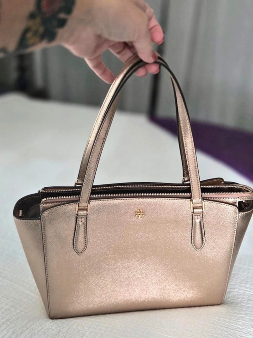 Tory Burch Robinson Double-Zip Tote in Brown